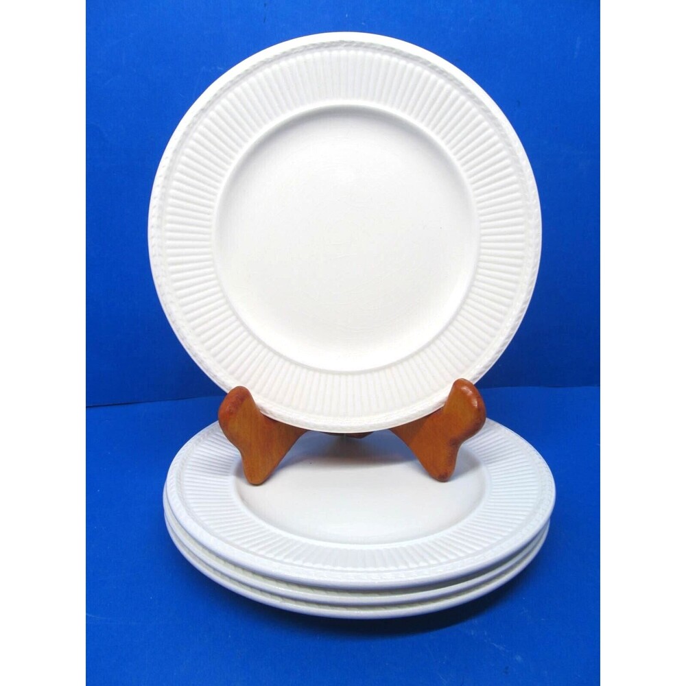 Wedgwood Edme Ribbed Set Of 4 Cream 6 3/8" Dessert Plates Some Crazing